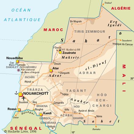 Carte de la Mauritanie